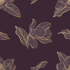 Magnolia Bouquet vector seamles pattern
