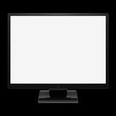 3d illustration of monitor computer LCD TV screen blank desctop display black. Isolated on black background