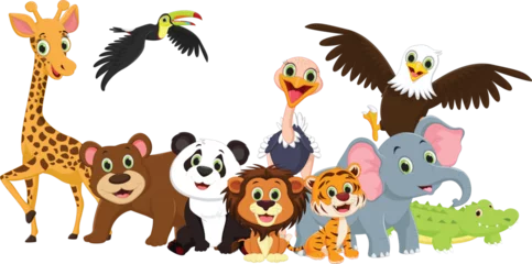 cute wild animal cartoon isolated on white background