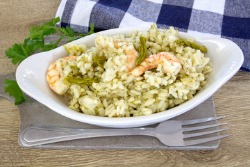 risotto aux crevettes et asperges