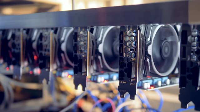 Multiple graphic processing units working in a mining rig