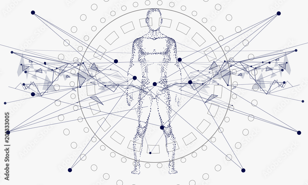 Poster innovations systems connecting people and robots devices. future technologies in automatics cyborg s