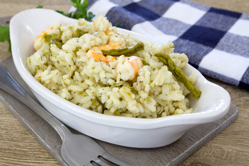 risotto aux crevettes et asperges