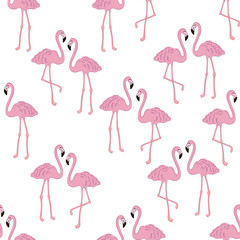 Obraz premium Vector tropical exotic seamless pattern with flamingo.