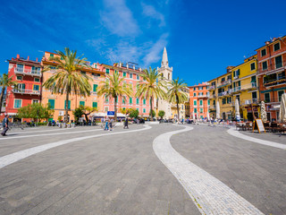 Square of the port of Lerici, Golfo dei Poeti, near the Cinque Terre, Liguria.