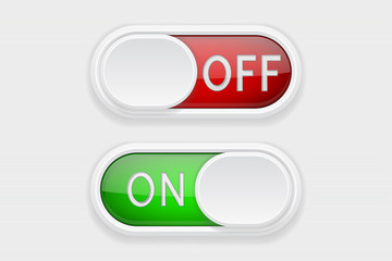Toggle switch buttons. On and Off red and green buttons