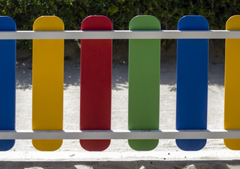 Colorful playground fence