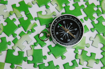 compass on the green puzzle