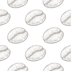 Coffee beans. Seamless pattern. Hand drawn sketch