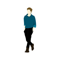 Casual Man Walking People Illustration