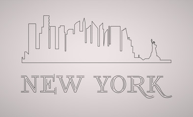 New York USA skyline and landmarks silhouette, black and white design, vector illustration.