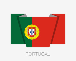 Flag of Portugal. Flat Icon Waving Flag with Country Name