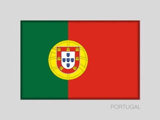 Flag of Portugal. National Ensign Aspect Ratio 2 to 3 on Gray