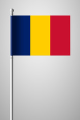 Flag of Romania. National Flag on Flagpole. Isolated Illustration on Gray