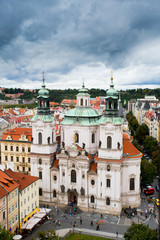 Prague old town square. Aerial view