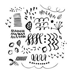 Obraz premium Hand drawn paint grunge elements. Hand sketched design ink shapes isolated on white background. Doodle vector decorative illustration.