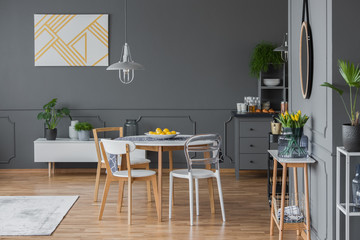 Interior with scandinavian style furniture