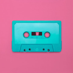 Cassette tape nostalgia, isolated and presented in punchy pastel colors, for creative design cover,...