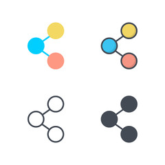 Network connection Business Icons Flat Colored Line Silhouette