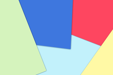 Naklejka premium Color papers geometry flat composition background with yellow, green, red and blue tones