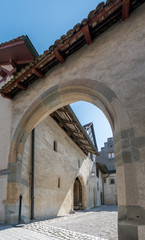 detailed view of the old monastery and convent in the idyllic Swiss village of Stein Am Rhein