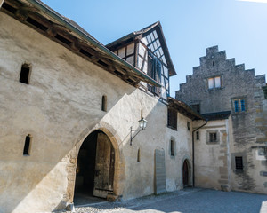 detailed view of the old monastery and convent in the idyllic Swiss village of Stein Am Rhein