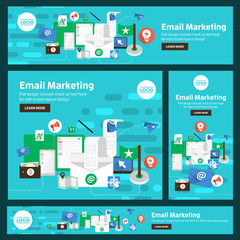 Banner set flat design concept digital marketing. Adaptation to many size banner. Vector illustrate.