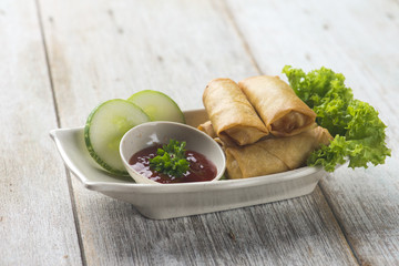 deep fried spring rolls , popia