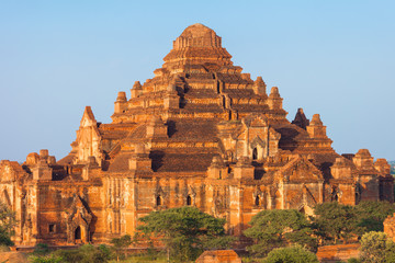 Close up view of Dhammayangyi Temple during sunset largest of all the buddhist temples at Old Bagan archaeological zone in Myanmar.