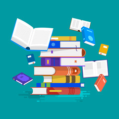 Flat design concept books. Education and learning with a books. Vector illustrate.