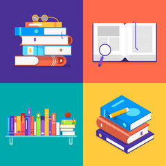 Flat design concept set of books. Vector illustrate.