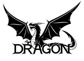 Sign of a black dragon on a white background.