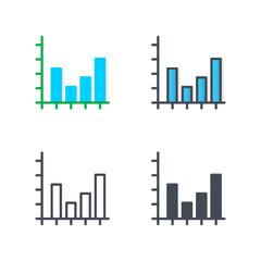 Graph Chart Business flat silhouette line solid colored icon vector