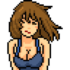 Fototapeta premium vector pixel art beautiful woman
