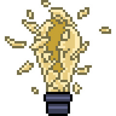 vector pixel art broken bulb
