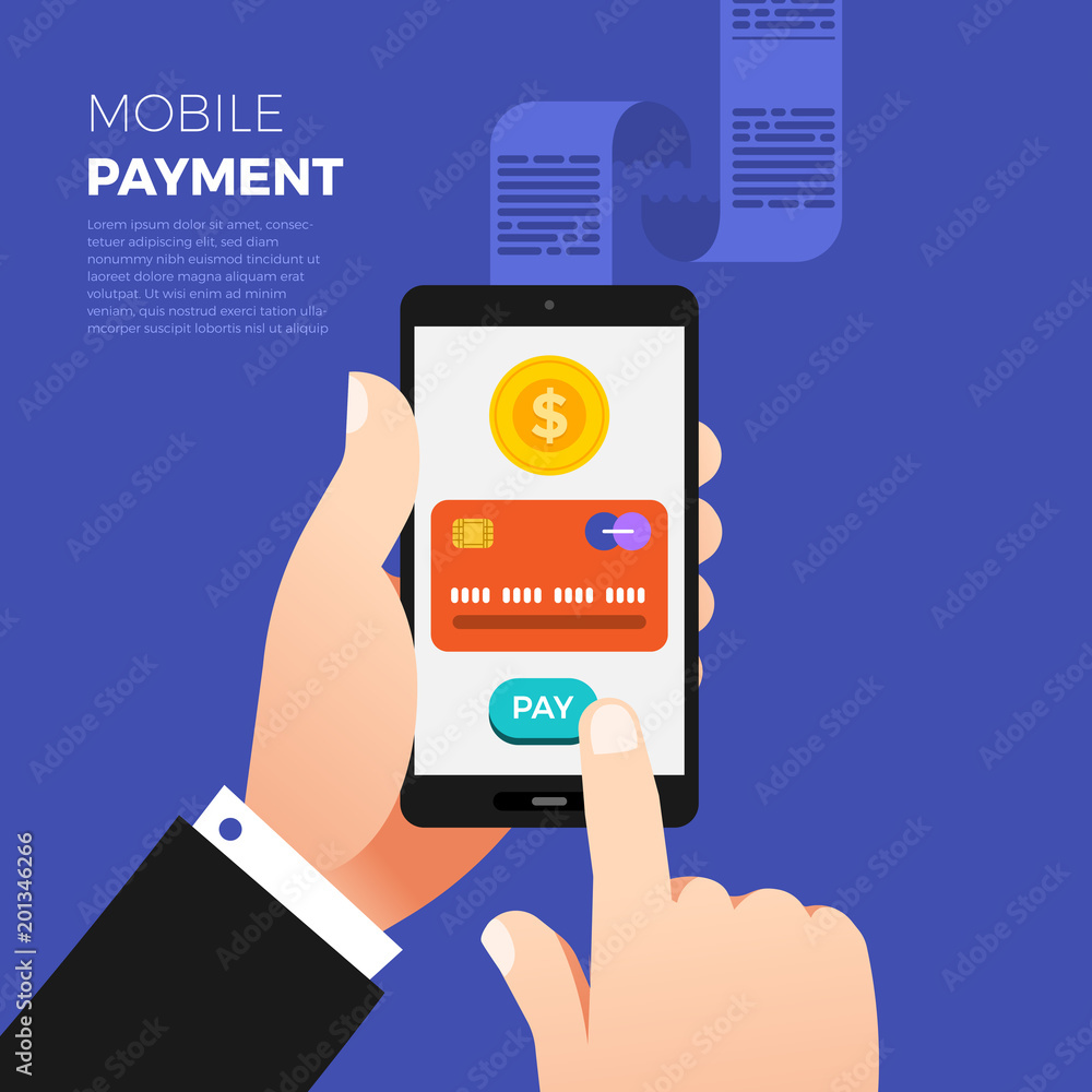 Poster flat design concept payment. payment method and option or channel to transfer money. vector illustra