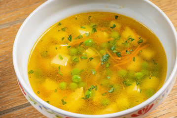 vegetable soup on the table