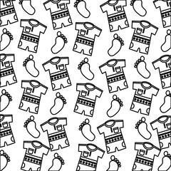 background baby shower boy clothes and footprints vector illustration outline