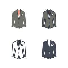 Suit meeting business flat line solid silhouette icon colored