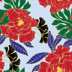 Abstract elegance pattern with floral background.