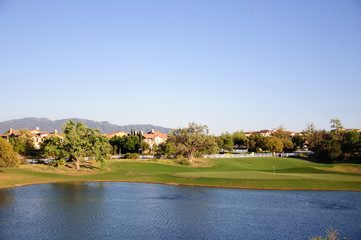 Sand bunkers at the beautiful golf course