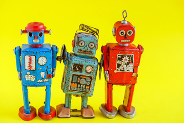 A vintage wind up toy robot