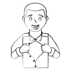 super dad concept fathers day man open shirt vector illustration sketch