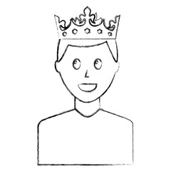 portrait man charatcer wearing crown vector illustration sketch