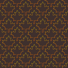 Seamless pattern with maple leaves on brown background