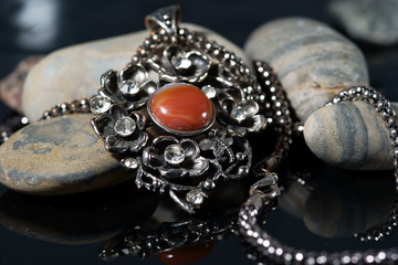 silver, stones, brooch 2