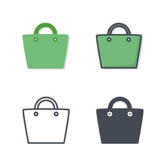 Shopping bag ecommerce flat vector colored line silhouette