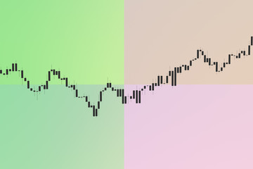 Market chart with growth graph 3D illustration on color background