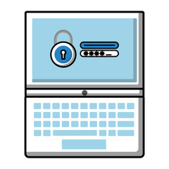 laptop and website protection safe data password login vector illustration