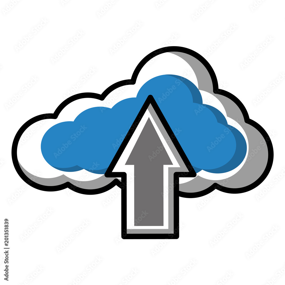 Poster cloud computing data upload information vector illustration